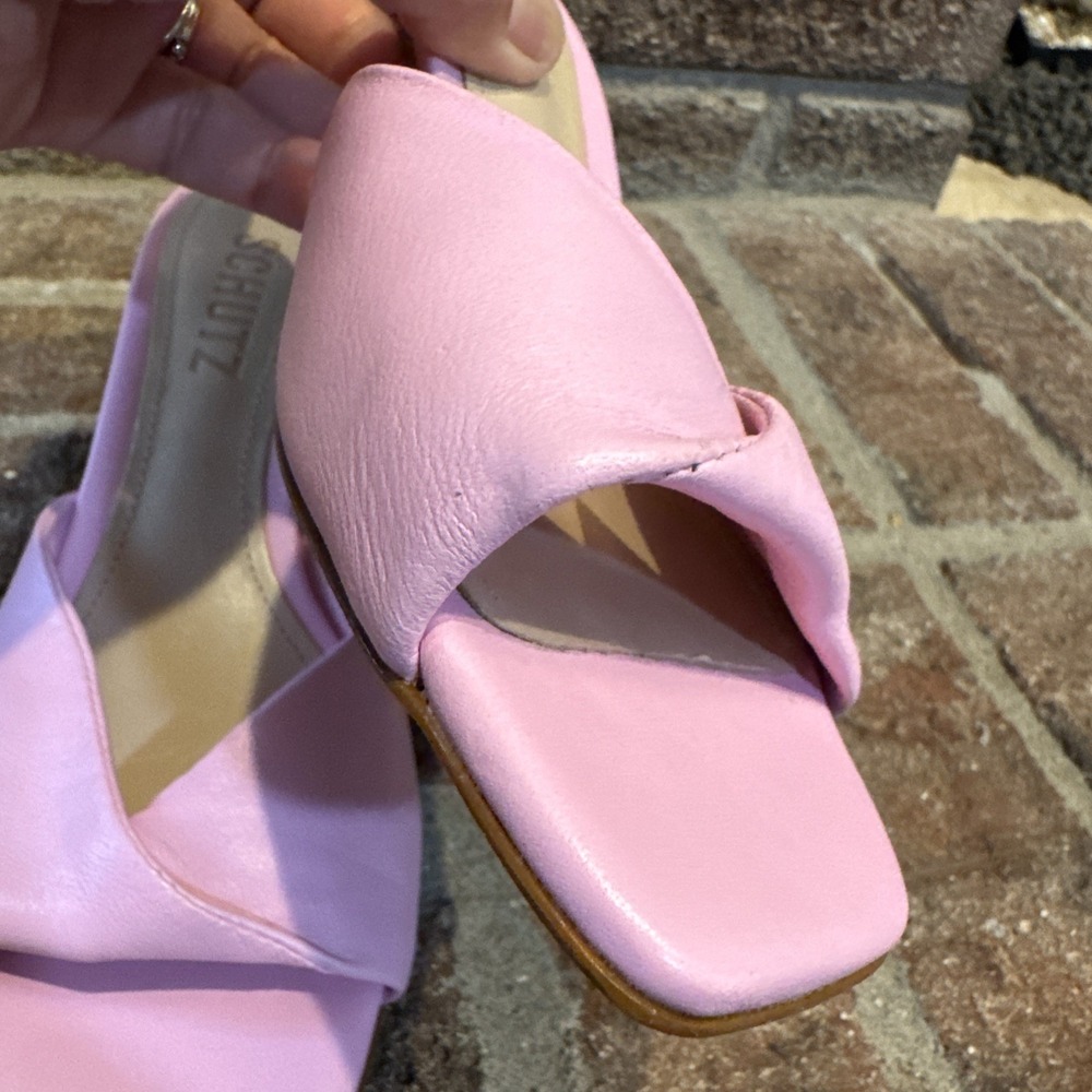 Schutz Womens Cecily Light Pink Leather Slip On Kitten Heels Sandals Size 5.5B - Picture 14 of 16